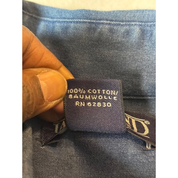 Lands End Mens Denim Button-Down Shirt 15 1/2 Collar Size 34 Sleeve - Picture 8 of 13